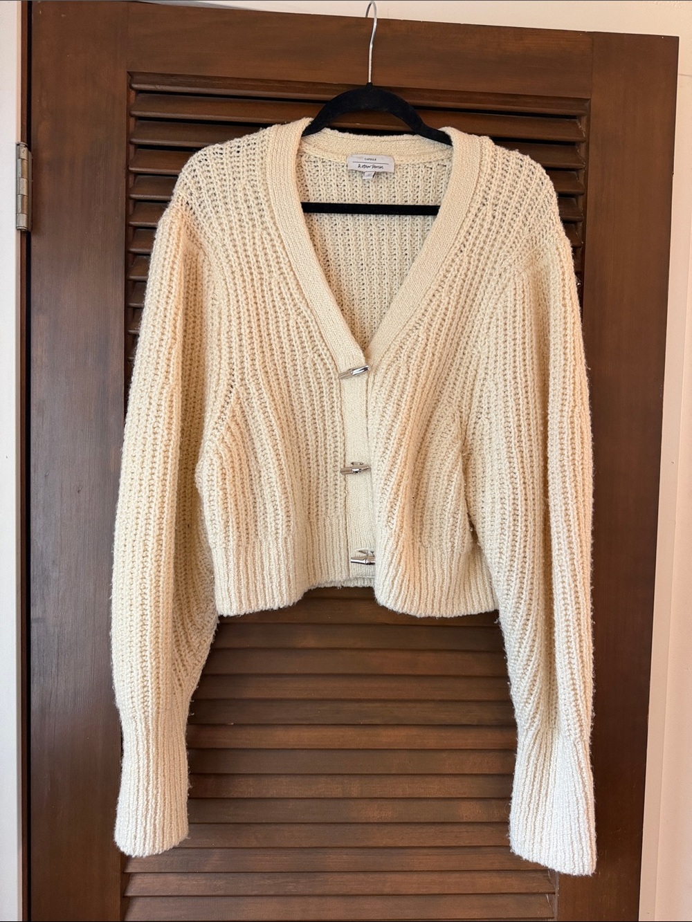 & Other Stories Cream Cropped Toggle Cardigan